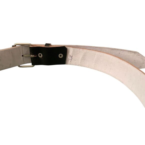 Beaded Leather Waist Belt Handmade Size 38 Red Yellow Green Boho Hippie Festival - Picture 9 of 10